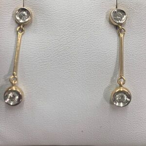 Elegant 14K Yellow Gold & Diamond Dangle Earrings
